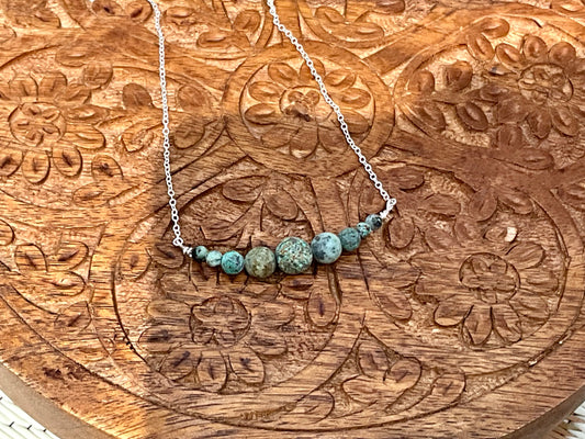 African Turquoise long bar necklace